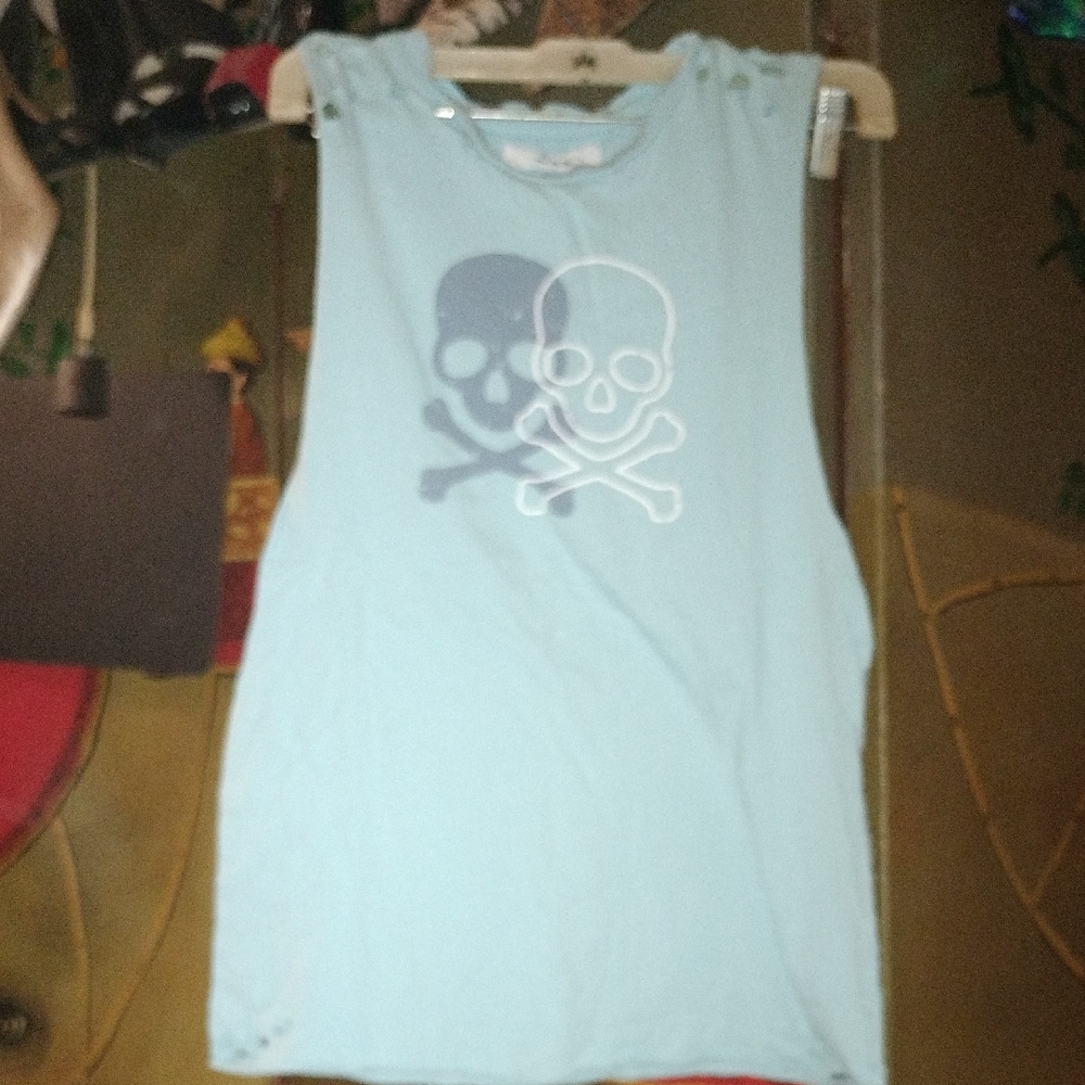 Soul Sleeveless Skull Top - Light Blue